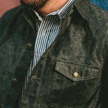 Load image into Gallery viewer, The Project Jacket in Olive Beeswaxed Canvas
