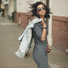 Load image into Gallery viewer, The Eva Dress in Indigo Stripe
